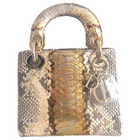 Python handbag Dior Gold in Python 